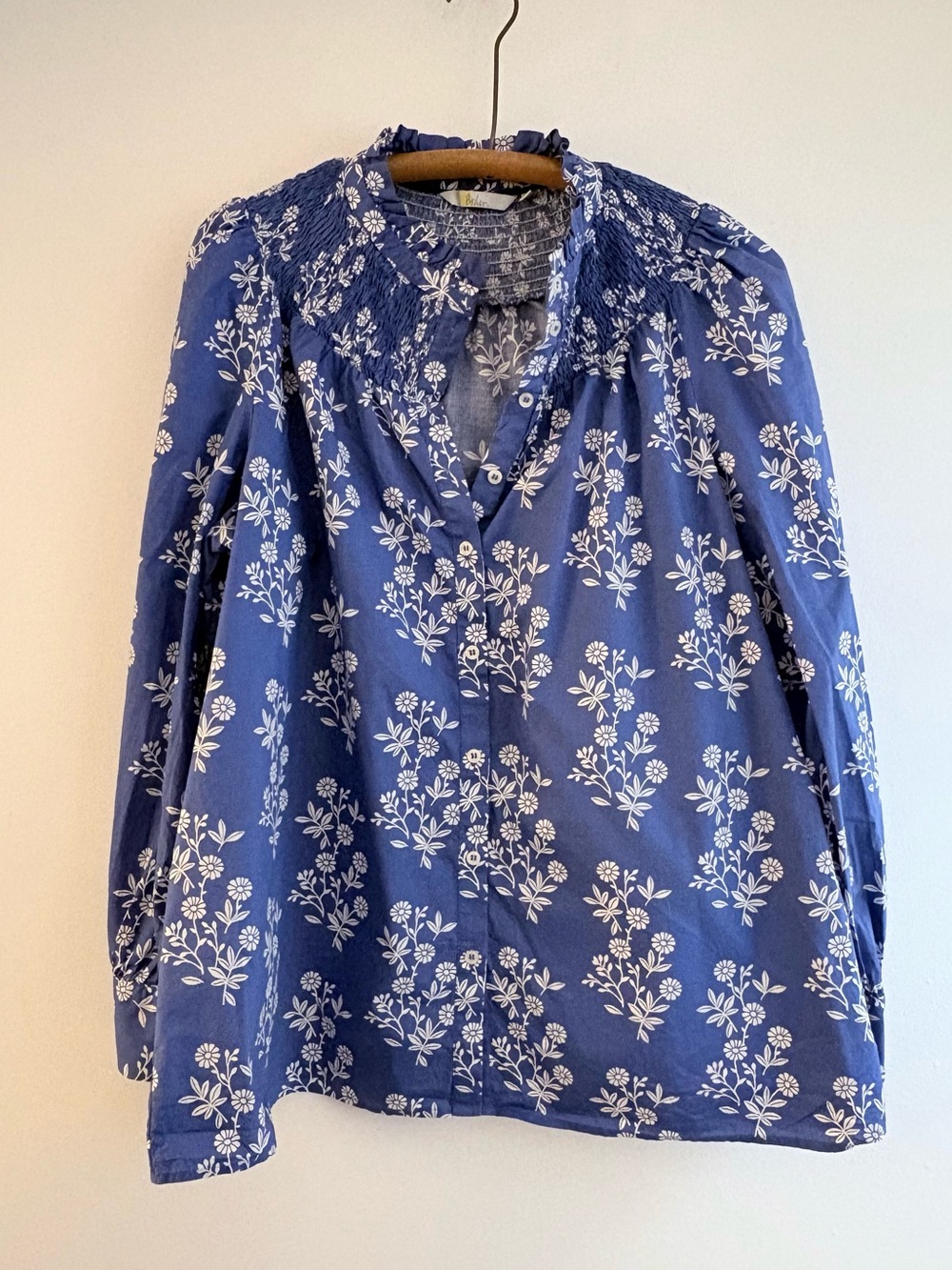 Boden floral-print high-neck blouse, sz 14